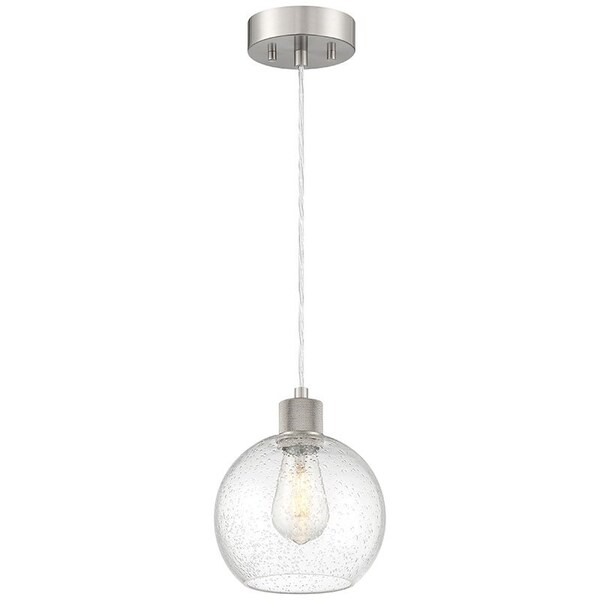 Access Lighting Port Nine Burgundy, Burgundy LED Pendant, Brushed Steel Finish, Seeded Glass 63142LEDDLP-BS/SDG - main
